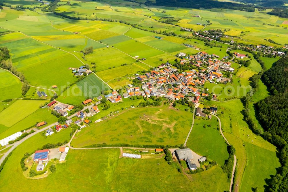 Neukirchen from the bird's eye view: Town View of the streets and houses in Neukirchen in the state Hesse, Germany