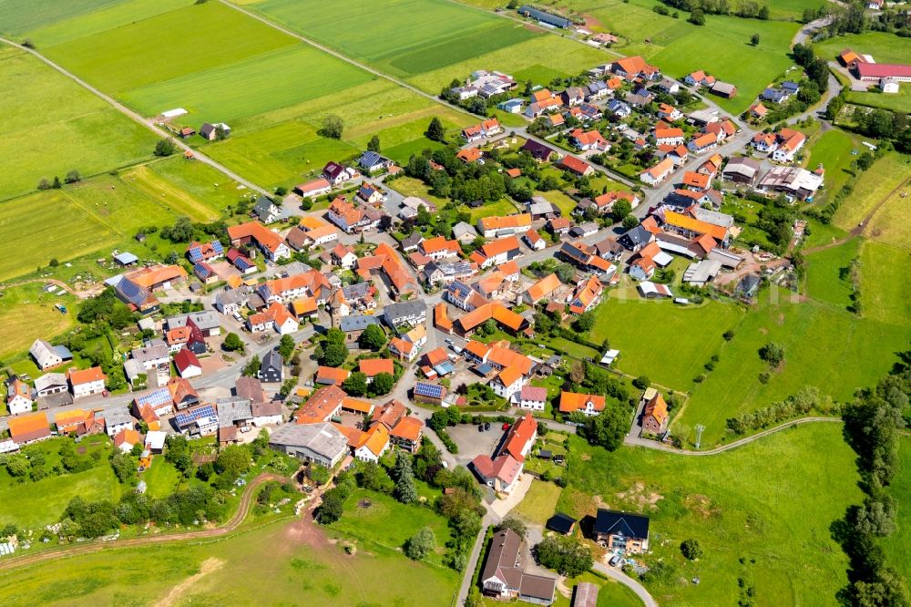 Aerial image Neukirchen - Town View of the streets and houses in Neukirchen in the state Hesse, Germany