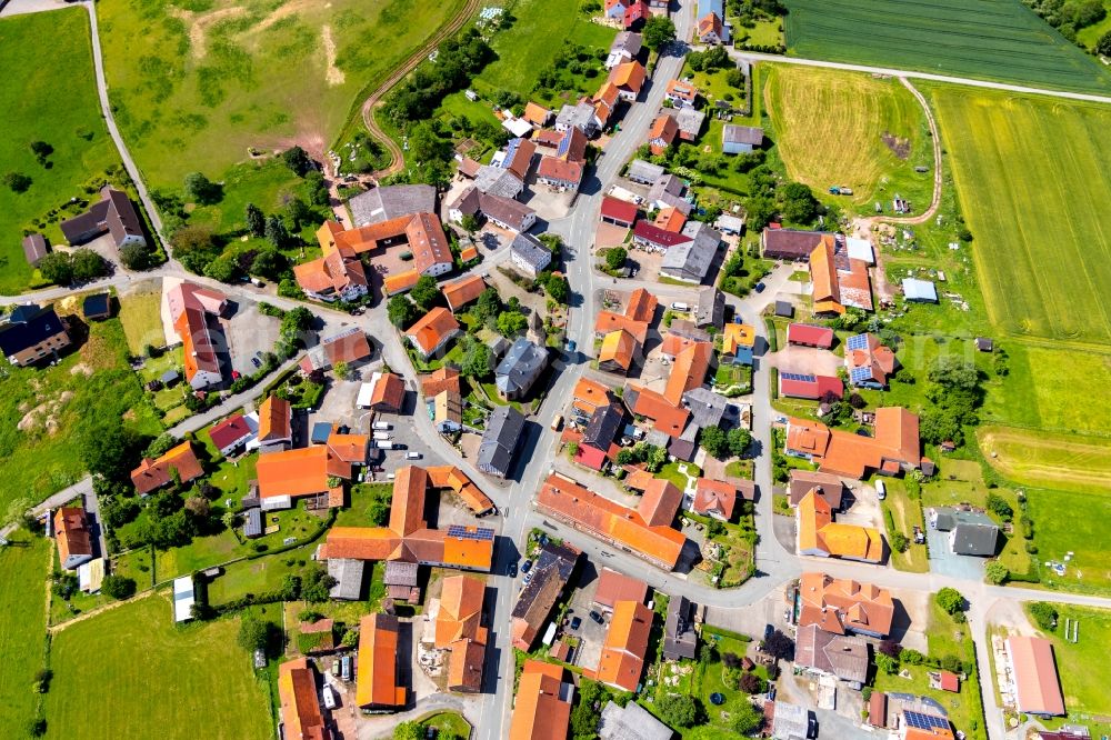 Neukirchen from above - Town View of the streets and houses in Neukirchen in the state Hesse, Germany