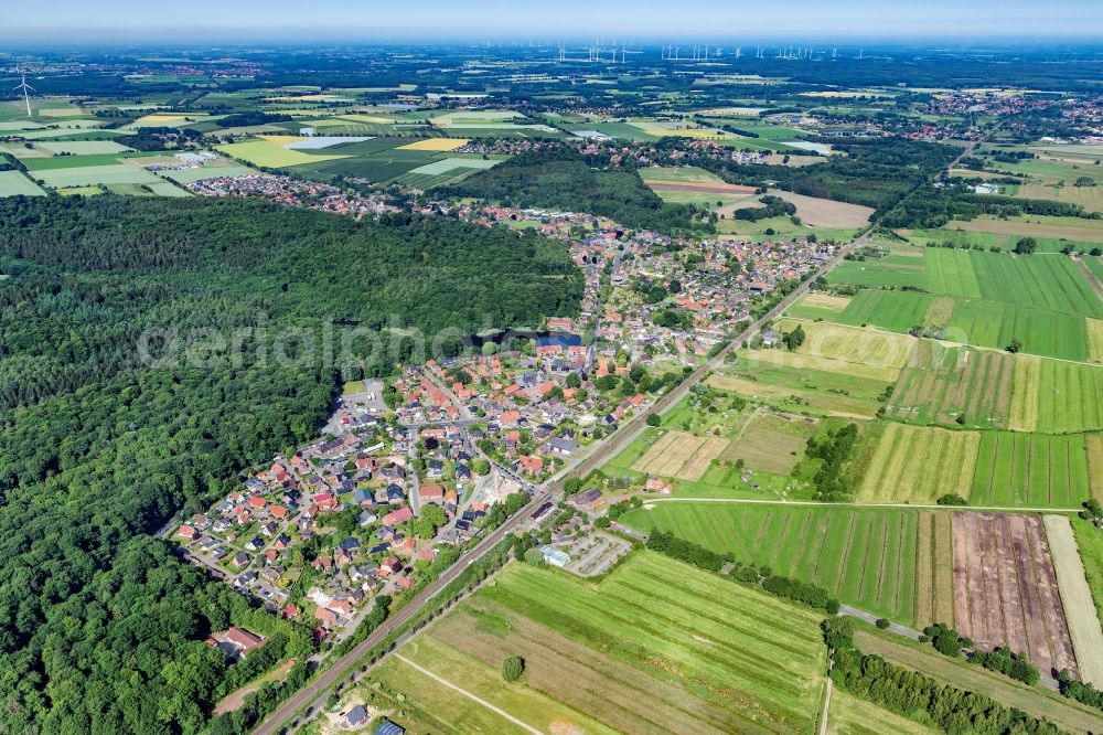 Buxtehude from the bird's eye view: Town View of the streets and houses of the residential areas in Buxtehude in the state Lower Saxony, Germany