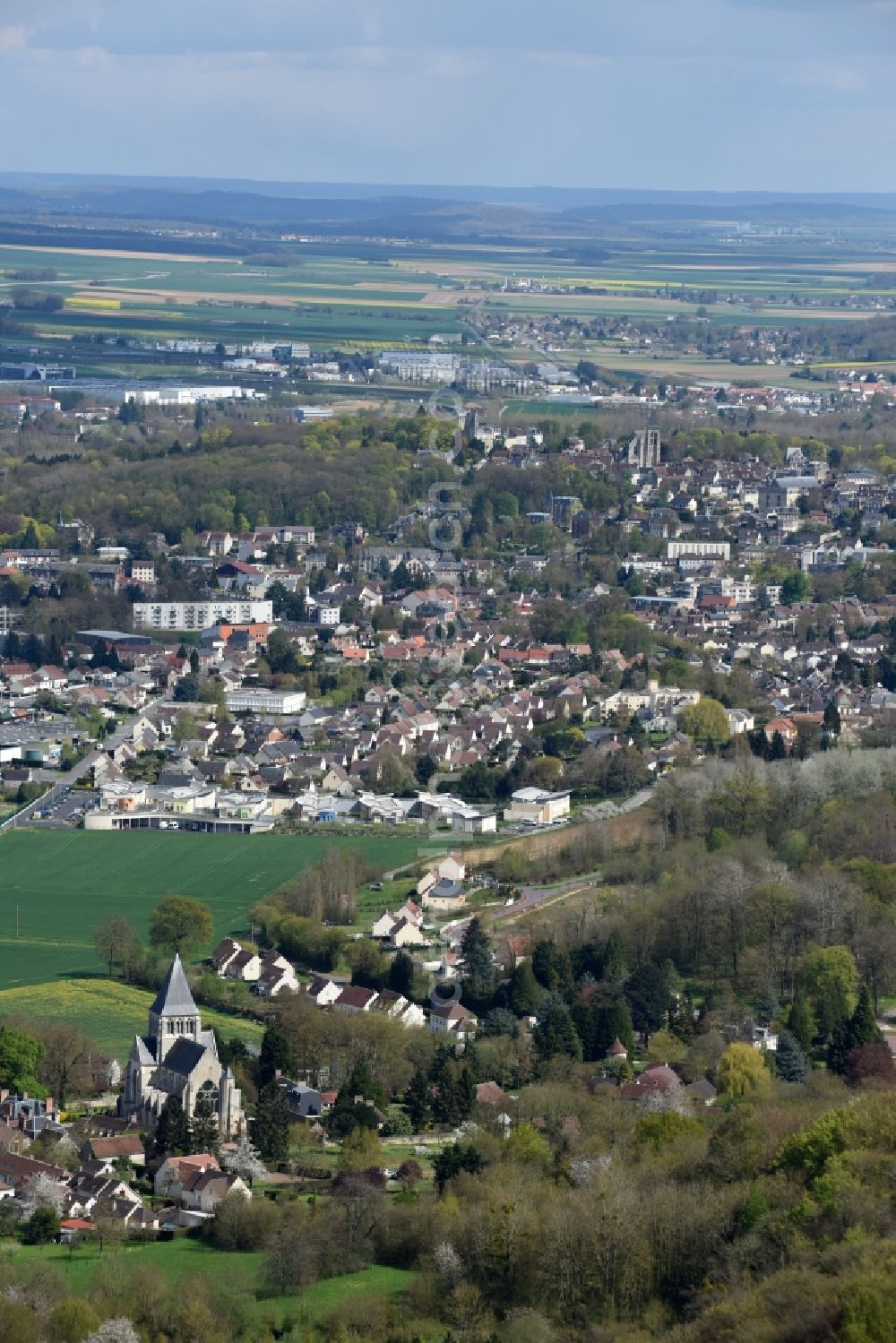 La Neuville-en-Hez from above - Town View of the streets and houses of the residential areas in La Neuville-en-Hez in Nord-Pas-de-Calais Picardy, France