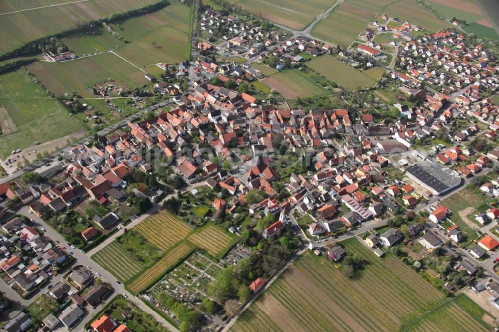 Aerial image Flörsheim - Townscape of Nieder - Florsheim in the state of Rhineland-Palatinate