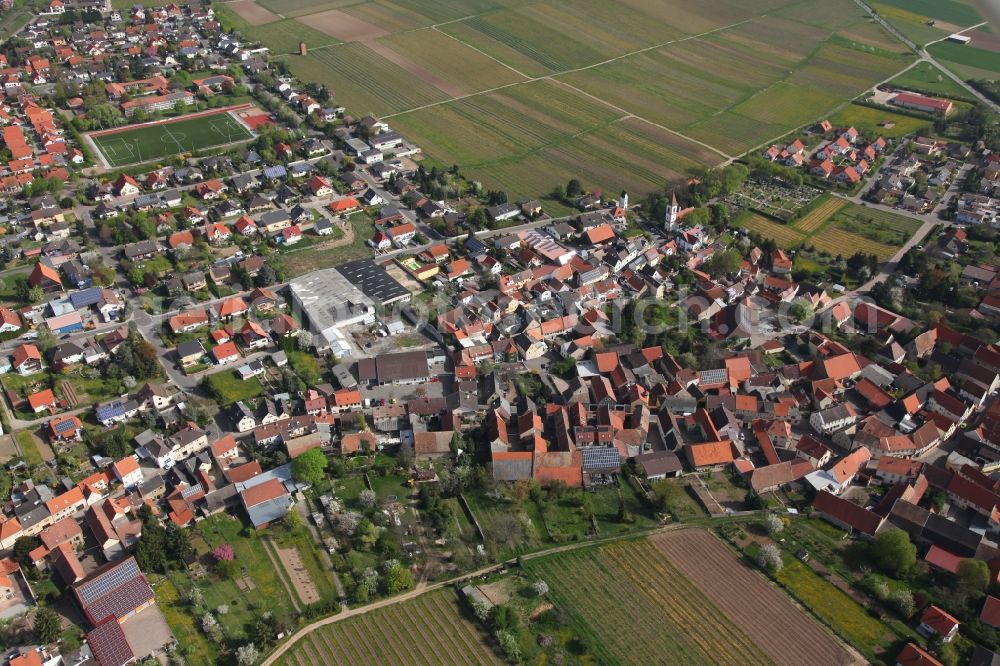 Flörsheim from above - Townscape of Nieder - Florsheim in the state of Rhineland-Palatinate