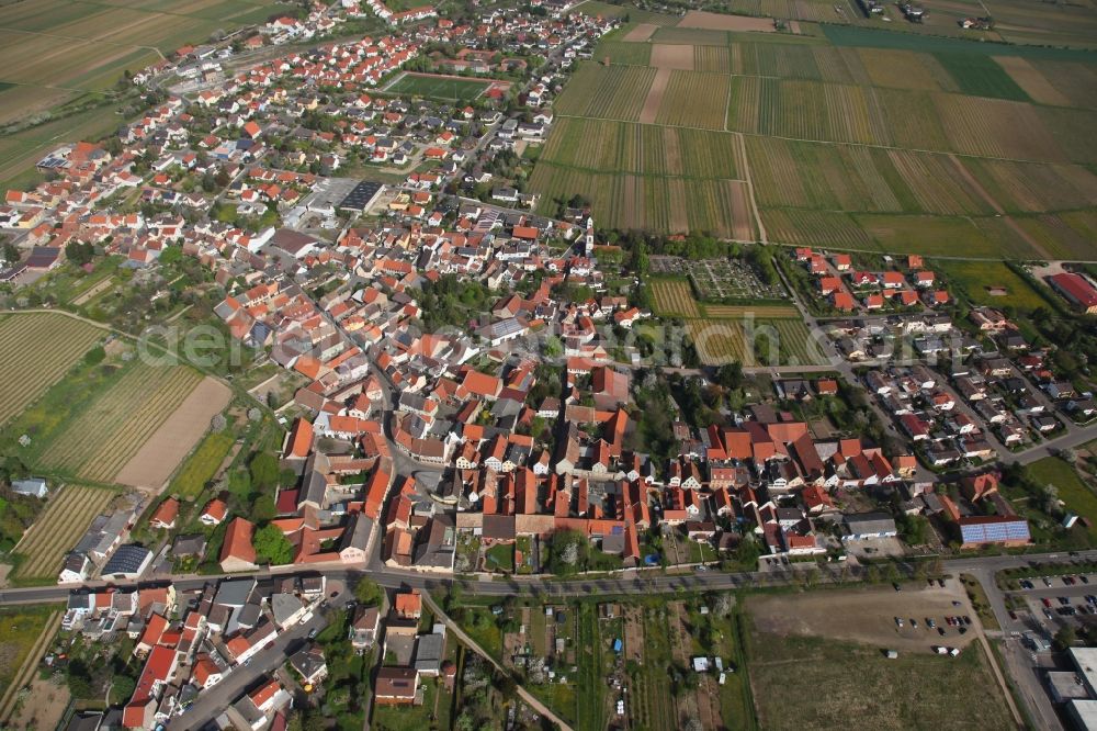 Aerial image Flörsheim - Townscape of Nieder - Florsheim in the state of Rhineland-Palatinate