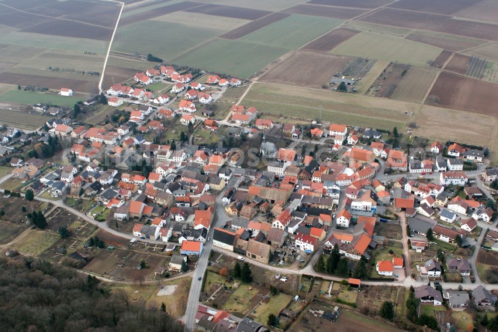 Nieder-Hilbersheim from above - Local view of Nieder-Hilbersheim in the state of Rhineland-Palatinate