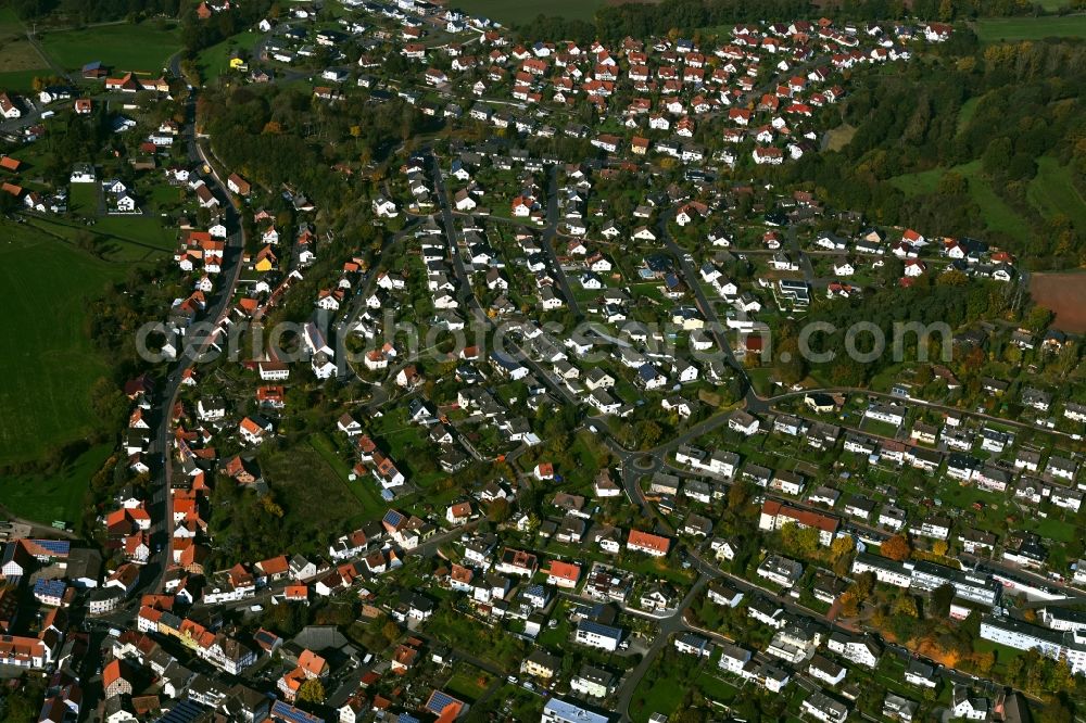 Niederaula from the bird's eye view: Town View of the streets and houses of the residential areas in Niederaula in the state Hesse, Germany