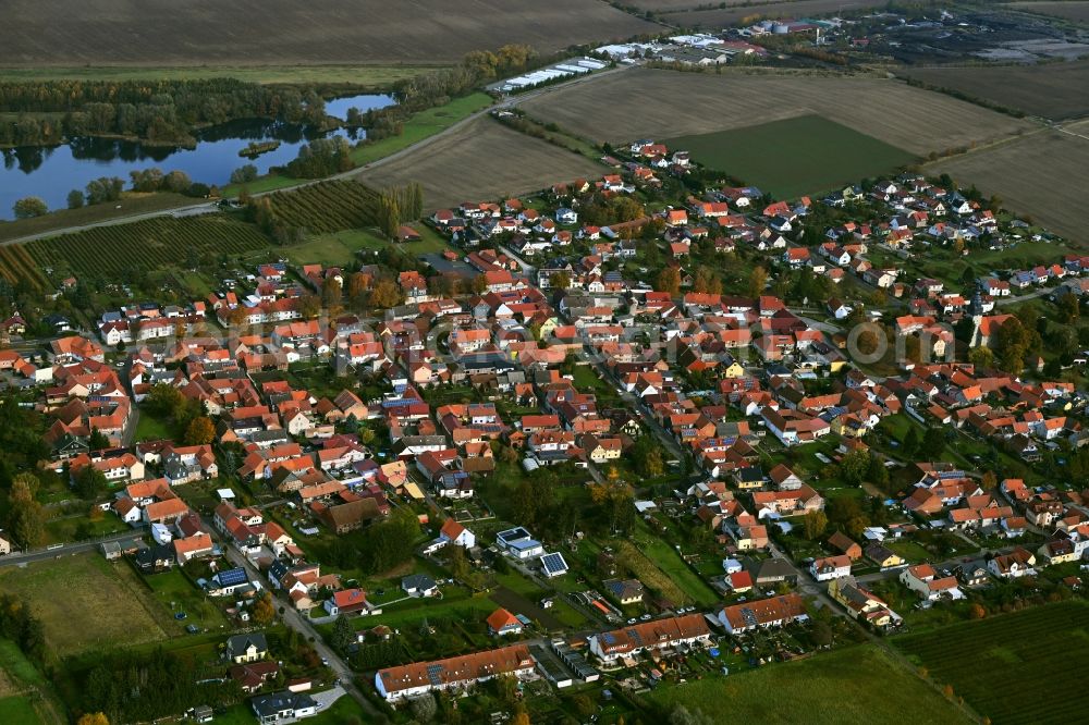 Niederdorla from above - Town View of the streets and houses of the residential areas in Niederdorla in the state Thuringia, Germany