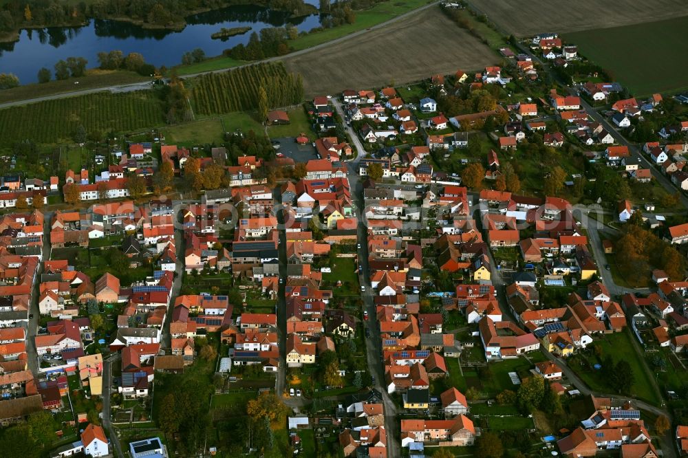 Aerial image Niederdorla - Town View of the streets and houses of the residential areas in Niederdorla in the state Thuringia, Germany