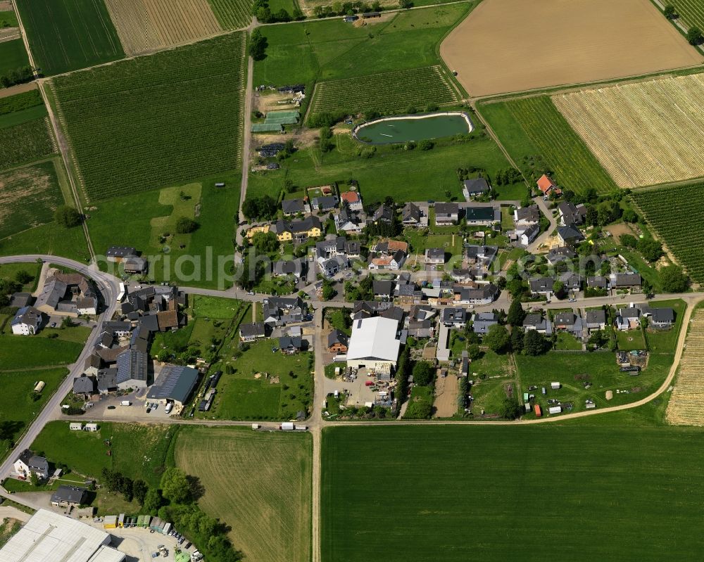 Grafschaft from the bird's eye view: View of the Niederich part of the borough of Grafschaft in the state of Rhineland-Palatinate. Niederich is actually part of the district of Leimersdorf and is characterised and surrounded by agricultural land and fields