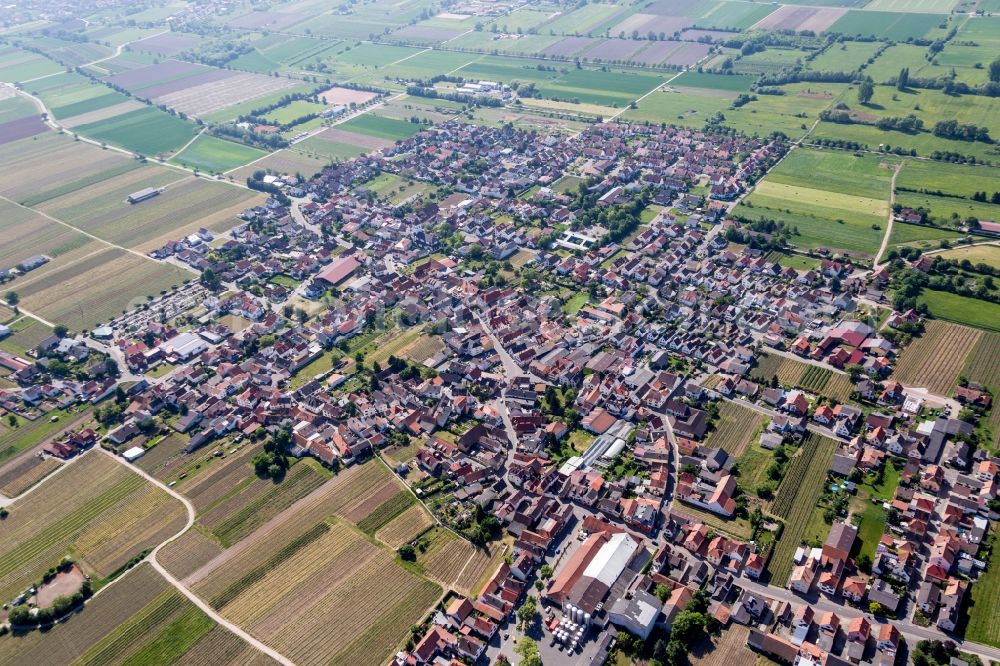 Niederkirchen bei Deidesheim from the bird's eye view: Town View of the streets and houses of the residential areas in Niederkirchen bei Deidesheim in the state Rhineland-Palatinate, Germany