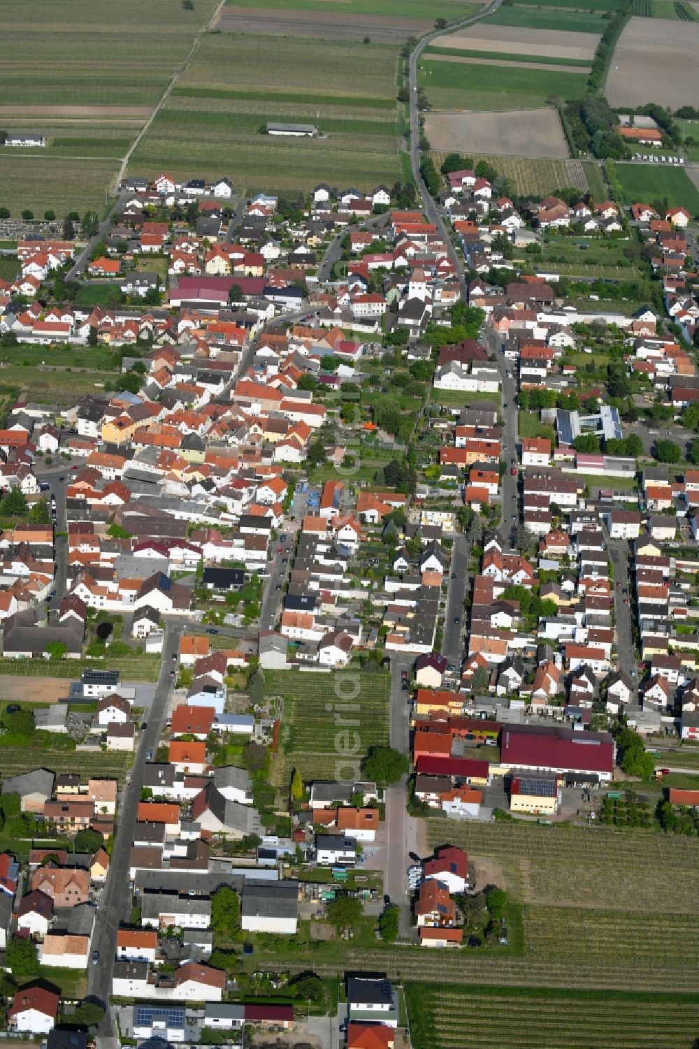 Niederkirchen bei Deidesheim from the bird's eye view: Town View of the streets and houses of the residential areas in Niederkirchen bei Deidesheim in the state Rhineland-Palatinate, Germany