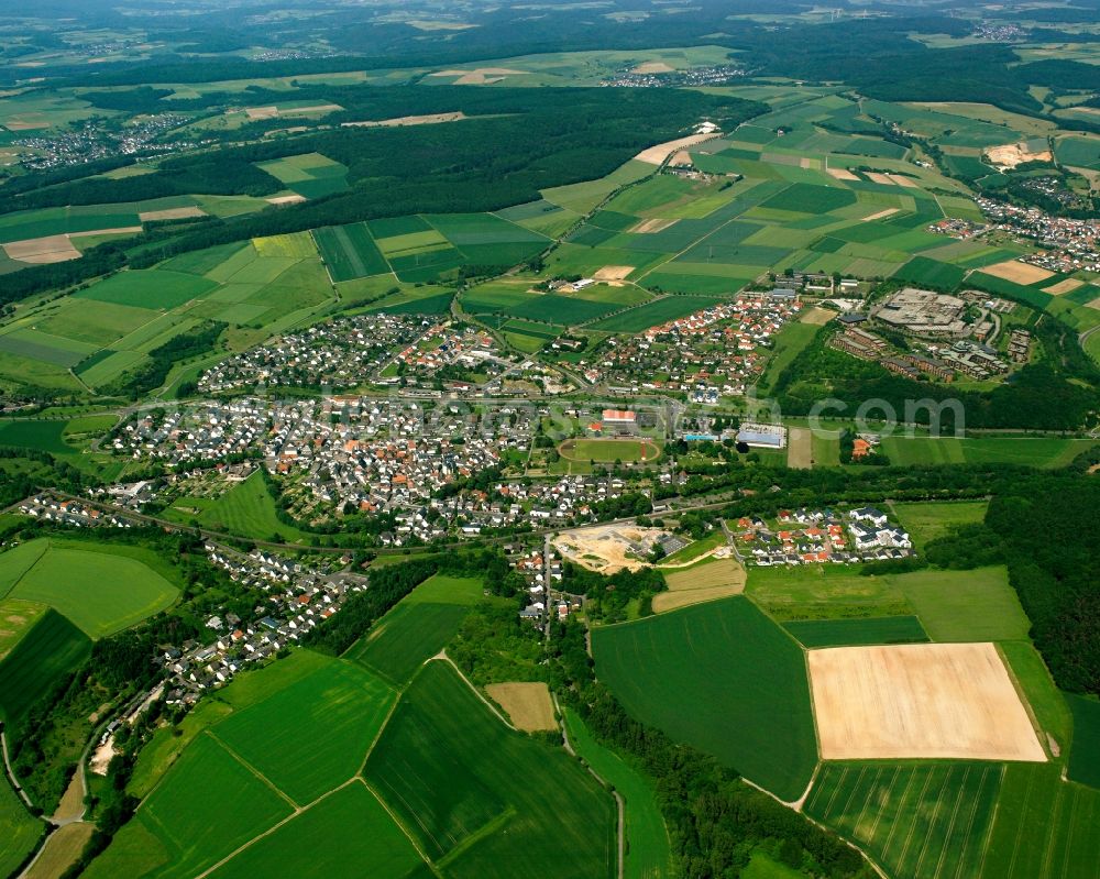 Niederselters from the bird's eye view: Town View of the streets and houses of the residential areas in Niederselters in the state Hesse, Germany