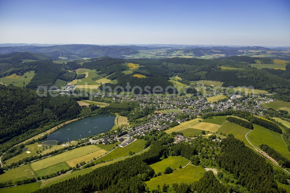 Niedersfeld from above - Town View of the streets and houses of the residential areas in Niedersfeld in the state North Rhine-Westphalia