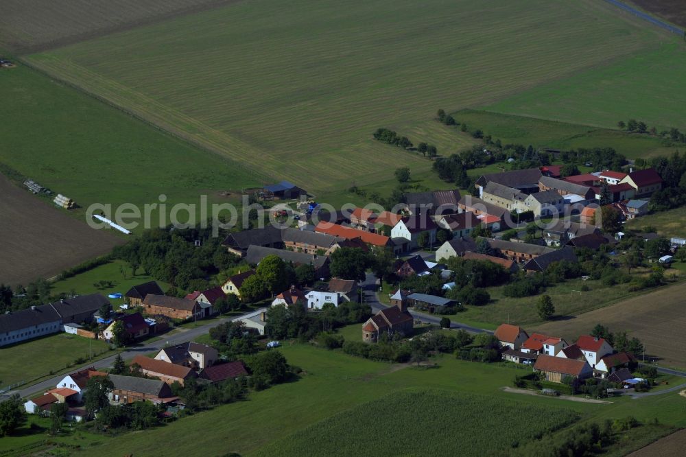 Aerial image Niederwerbig - Town View of the streets and houses of the residential areas in Niederwerbig in the state Brandenburg