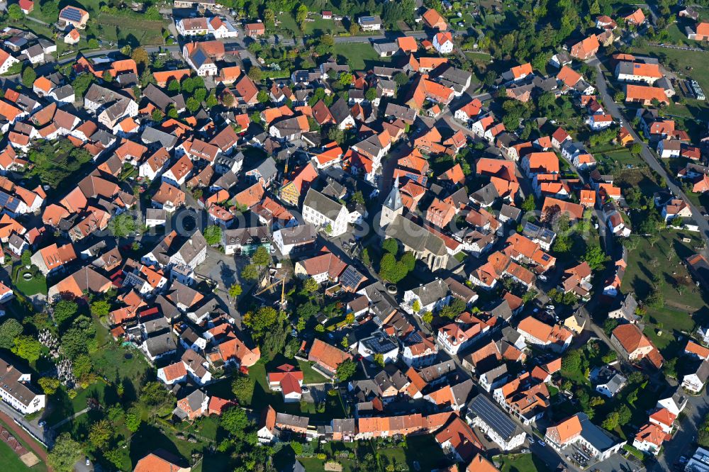 Nieheim from the bird's eye view: City view of the streets and houses of the residential areas in Nieheim in the state North Rhine-Westphalia, Germany