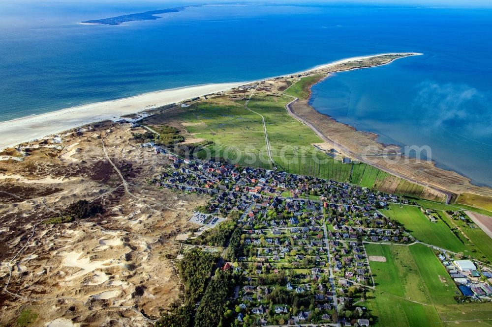 Norddorf from above - Town view of Norddorf on the North Sea coast of the island Amrum in the state Schleswig-Holstein, Germany