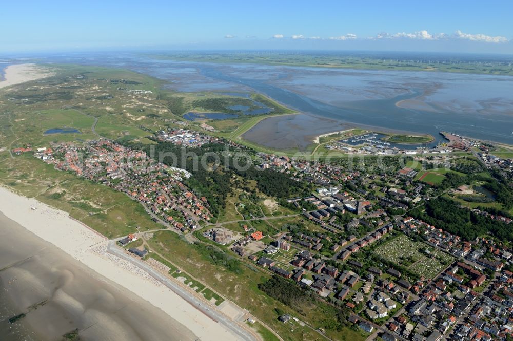 Aerial image Norderney - View on village Norderney on Island Norderney in the state Lower Saxony