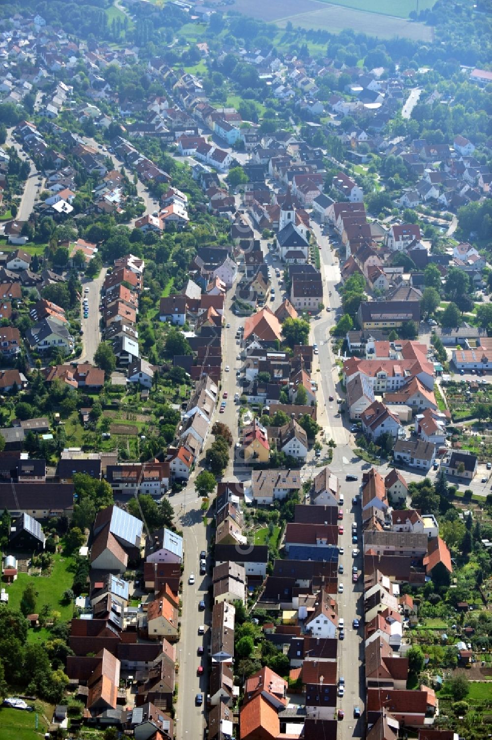 Aerial photograph Nordheim - Town View of the streets and houses of the residential areas in Nordheim in the state Baden-Wuerttemberg, Germany