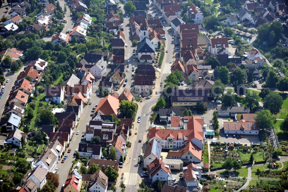 Nordheim from above - Town View of the streets and houses of the residential areas in Nordheim in the state Baden-Wuerttemberg, Germany