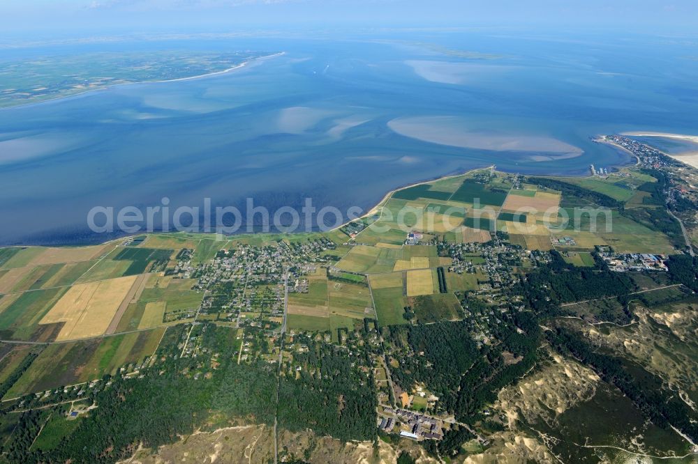 Aerial image Nebel - Town View of the streets and houses of the residential areas of the individual villages on the North Sea Island Amrum in the state Schleswig-Holstein