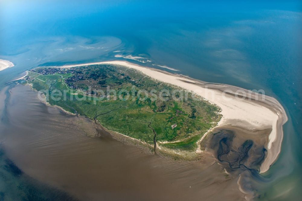 Aerial image Baltrum - Town View of the streets and houses of the residential areas in Ostdorf and Westdorf on the North Sea island Baltrum in the state Lower Saxony