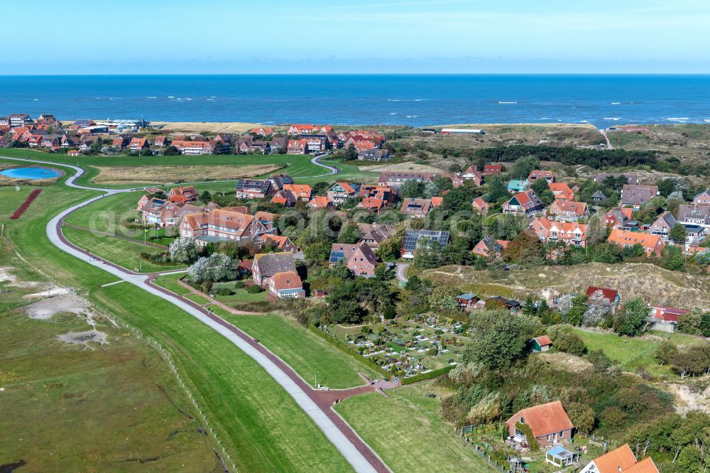 Aerial photograph Baltrum - Town View of the streets and houses of the residential areas in Ostdorf and Westdorf on the North Sea island Baltrum in the state Lower Saxony