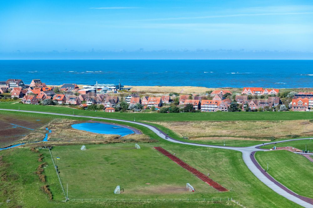 Aerial photograph Baltrum - Town View of the streets and houses of the residential areas in Ostdorf and Westdorf on the North Sea island Baltrum in the state Lower Saxony