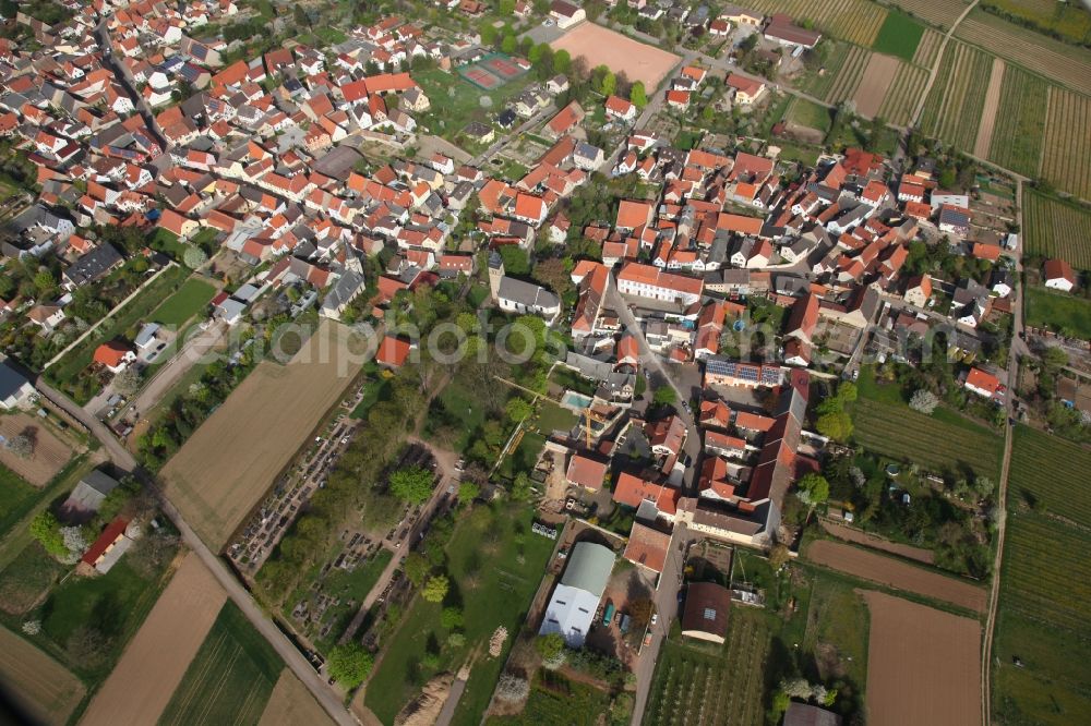 Ober-Flörsheim from above - Local view of Ober-Flörsheim in the state of Rhineland-Palatinate