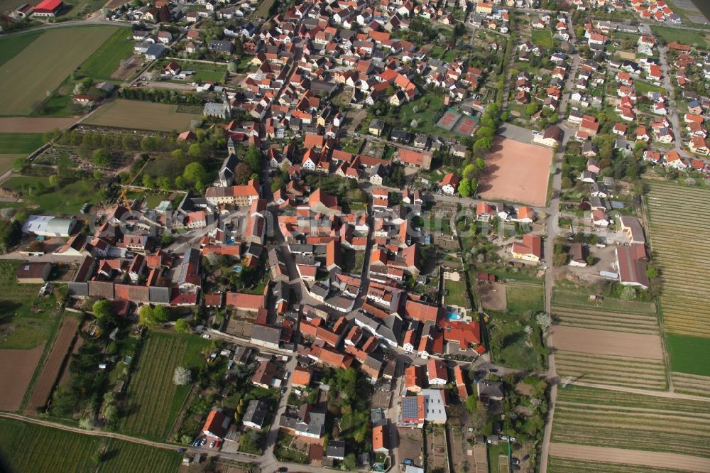 Aerial image Ober-Flörsheim - Local view of Ober-Flörsheim in the state of Rhineland-Palatinate