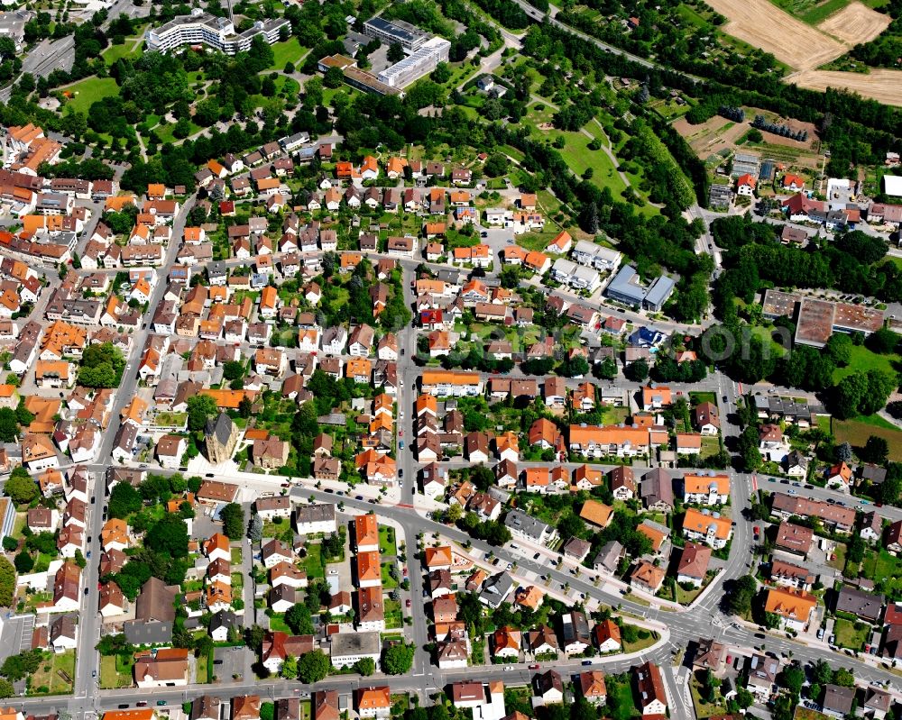 Aerial photograph Obereisesheim - Town View of the streets and houses of the residential areas in Obereisesheim in the state Baden-Wuerttemberg, Germany