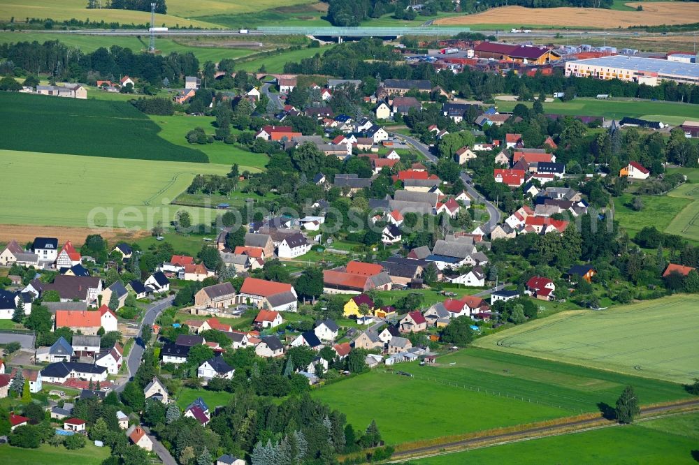 Obergräfenhain from above - Town View of the streets and houses of the residential areas in Obergraefenhain in the state Saxony, Germany