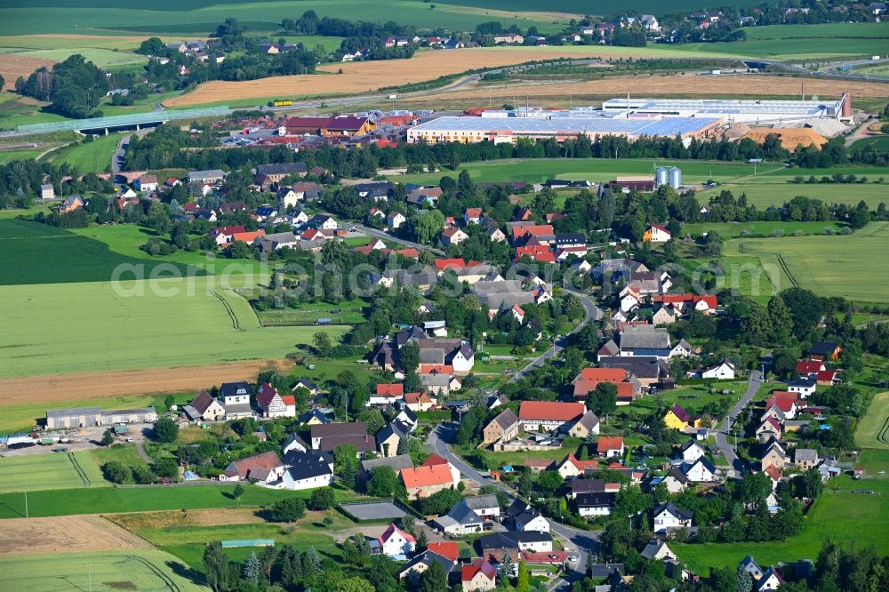 Obergräfenhain from above - Town View of the streets and houses of the residential areas in Obergraefenhain in the state Saxony, Germany