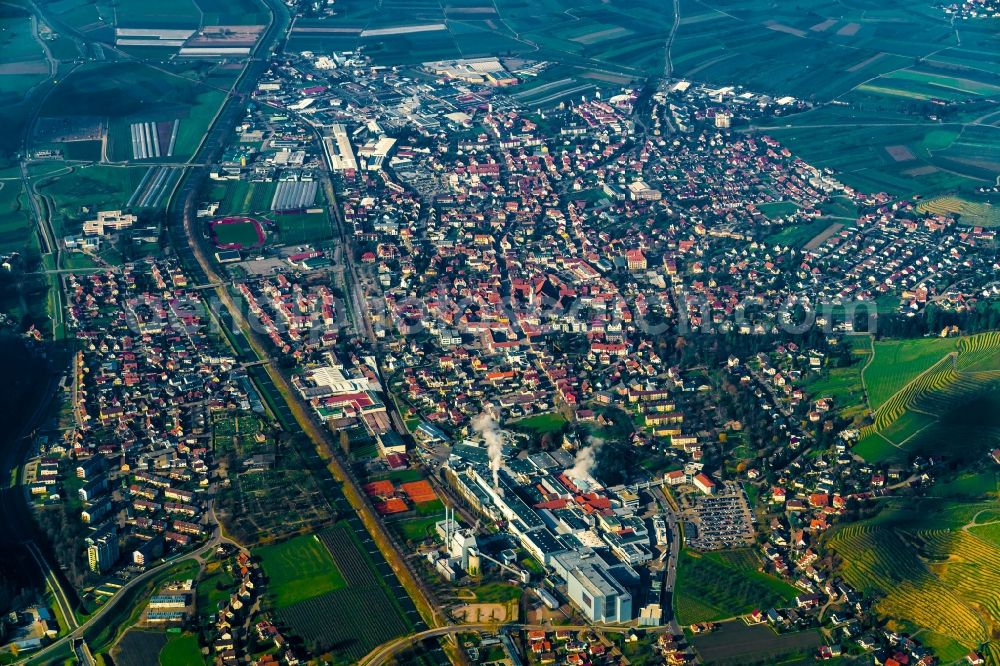 Oberkirch from above - Town View of the streets and houses of the residential areas in Oberkirch in the state Baden-Wuerttemberg, Germany