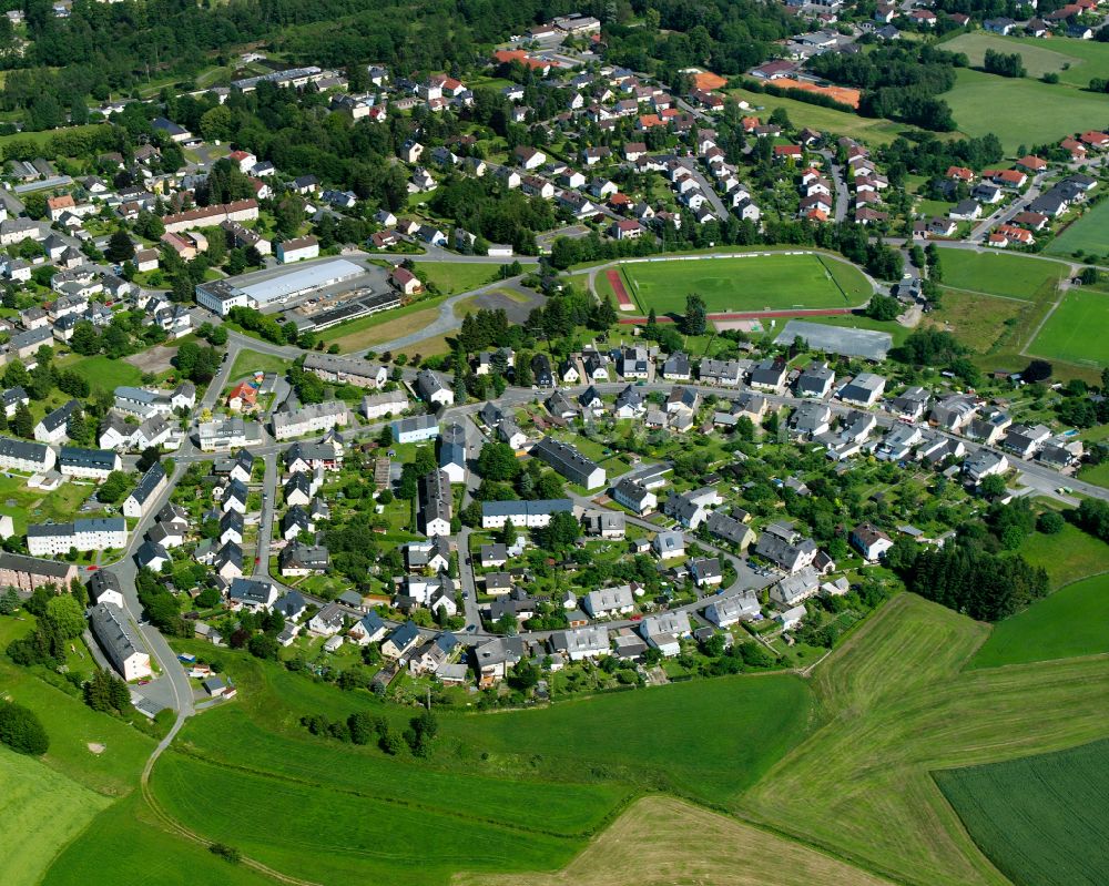 Oberkotzau from above - Town View of the streets and houses of the residential areas in Oberkotzau in the state Bavaria, Germany