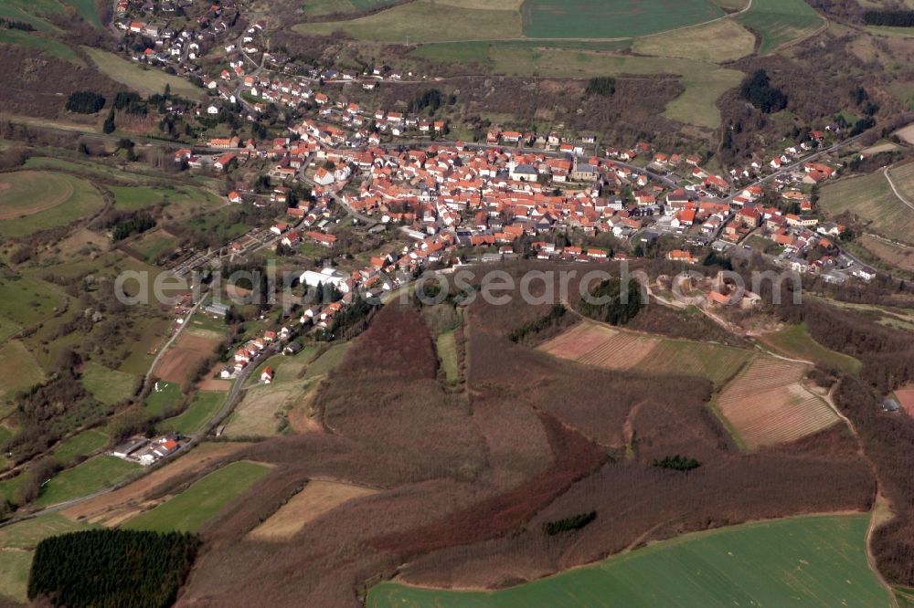 Aerial image Obermoschel - Townscape of Obermoschel in the state of Rhineland-Palatinate