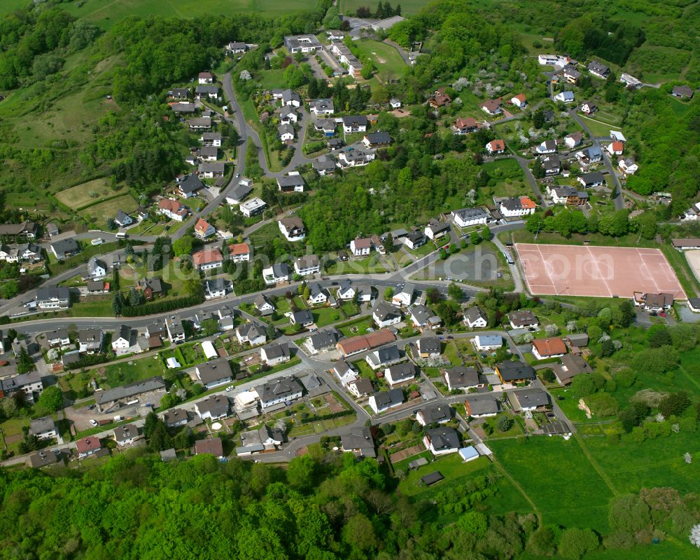 Aerial image Oberscheld - Town View of the streets and houses of the residential areas in Oberscheld in the state Hesse, Germany