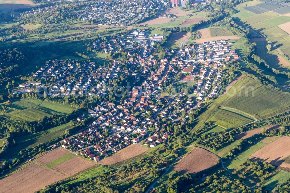 Oberstenfeld from the bird's eye view: Town View of the streets and houses of the residential areas in Oberstenfeld in the state Baden-Wuerttemberg, Germany