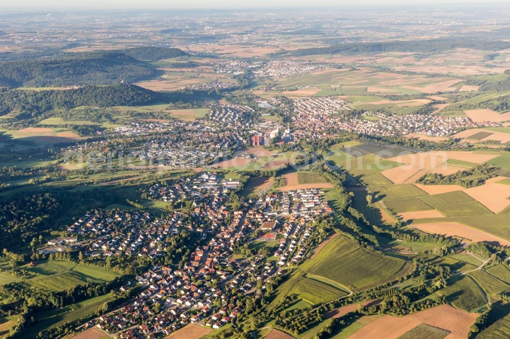 Aerial image Oberstenfeld - Town View of the streets and houses of the residential areas in Oberstenfeld in the state Baden-Wuerttemberg, Germany