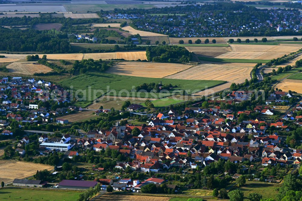 Oberstreu from the bird's eye view: Town View of the streets and houses of the residential areas in Oberstreu in the state Bavaria, Germany