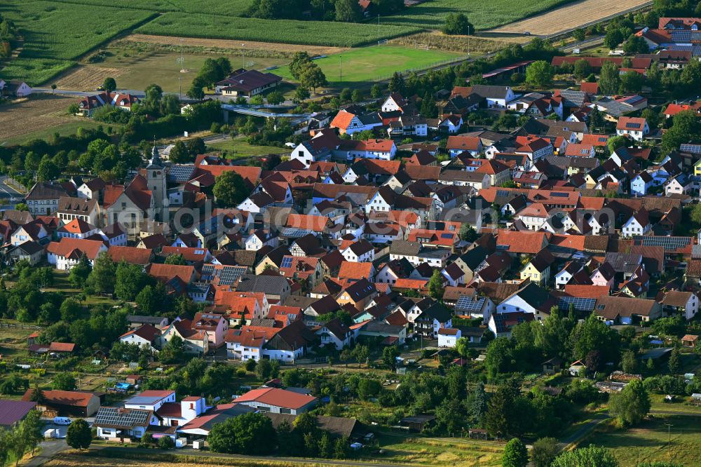 Aerial image Oberstreu - Town View of the streets and houses of the residential areas in Oberstreu in the state Bavaria, Germany