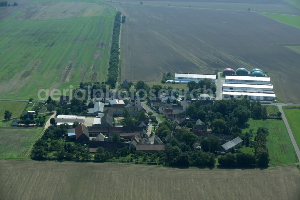 Aerial photograph Ochelmitz - View of Ochelmitz in the state of Saxony. The village is characterised by agricultural estates and farms and is surrounded by fields