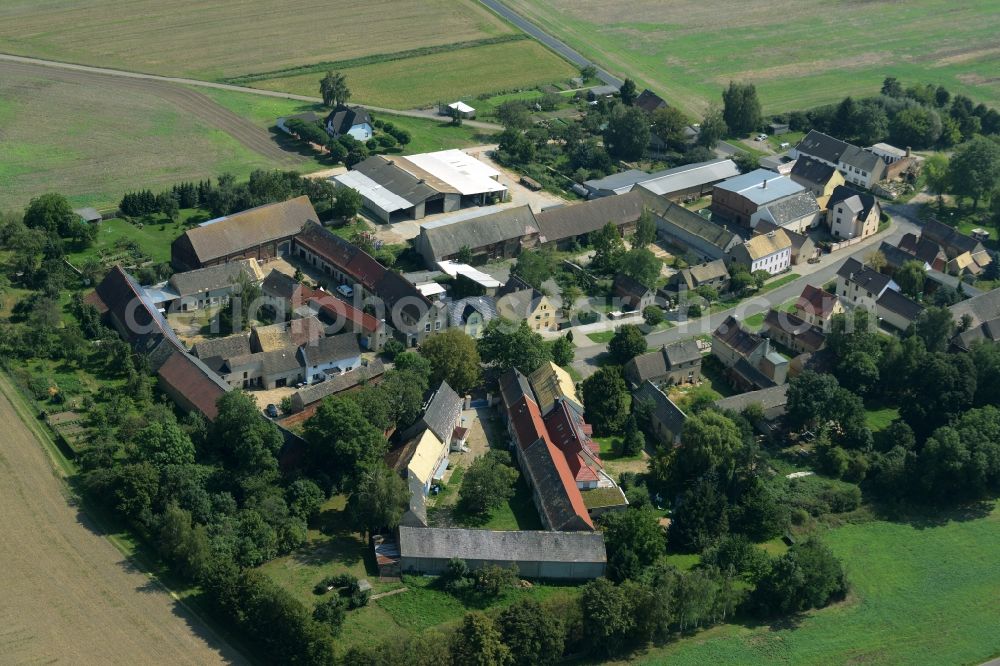 Ochelmitz from the bird's eye view: View of Ochelmitz in the state of Saxony. The village is characterised by agricultural estates and farms and is surrounded by fields