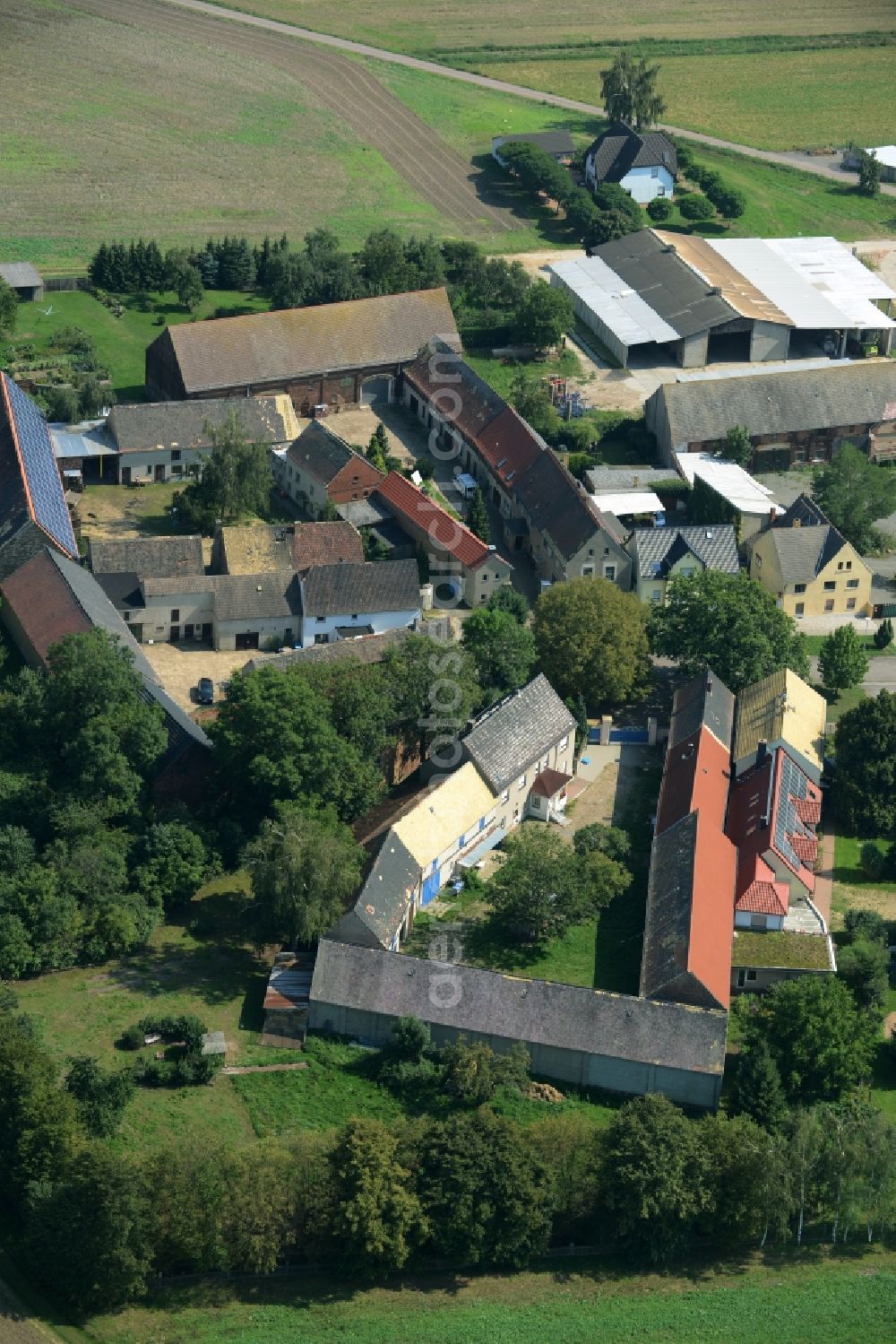 Aerial image Ochelmitz - View of Ochelmitz in the state of Saxony. The village is characterised by agricultural estates and farms and is surrounded by fields