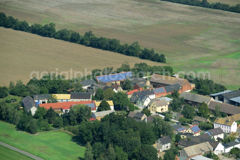 Jesewitz from above - View of Ochelmitz in the state of Saxony. The village is characterised by agricultural estates and farms and is surrounded by fields