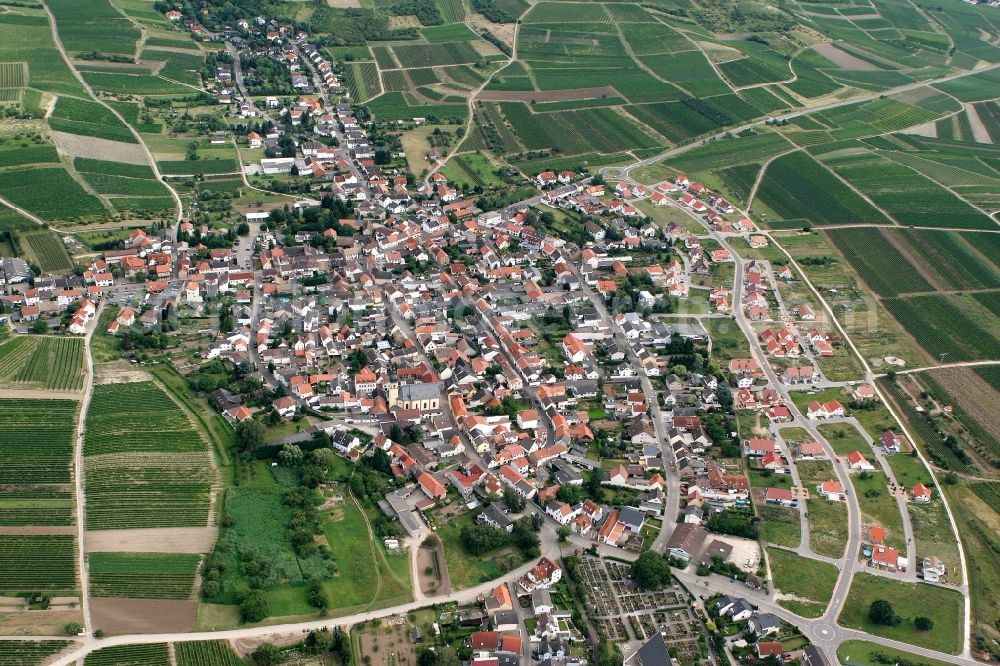 Ockenheim from the bird's eye view: View at Ockenheim in Rhineland-Palatinate. The village is part of Gau-Algesheim in Mainz-Bingen district