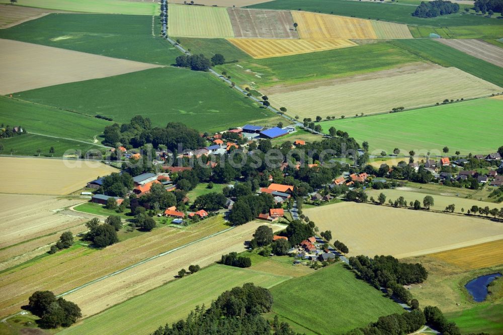 Oetzendorf from above - Townscape of Oetzendorf on the road of L254 in the state of Lower Saxony