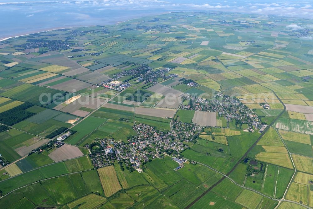 Oevenum from above - Town View of the streets and houses of Oevenum on the island Foehr in the state Schleswig-Holstein