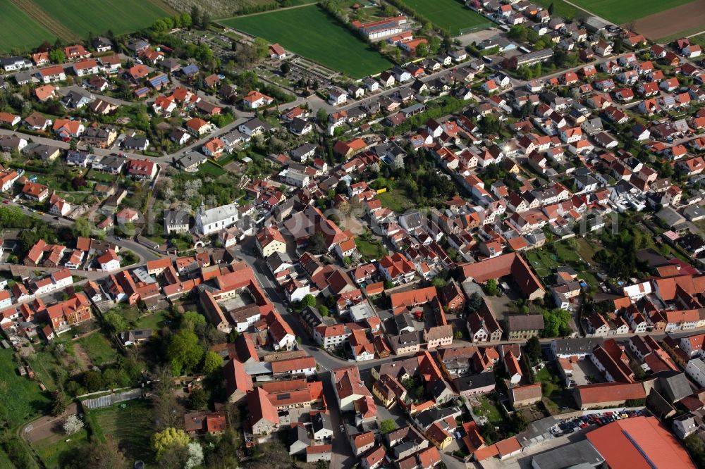 Offstein from above - Townscape Offstein im Wonnegau in the state of Rhineland-Palatinate