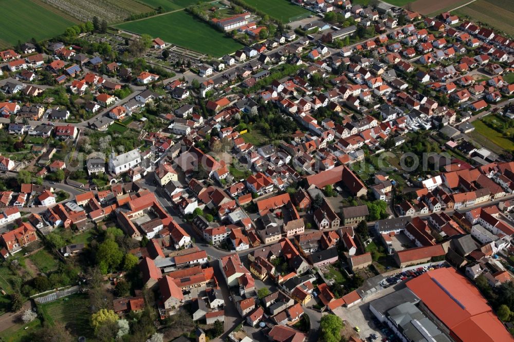 Offstein from above - Townscape Offstein im Wonnegau in the state of Rhineland-Palatinate