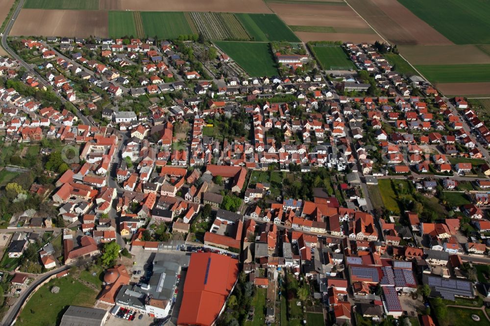 Aerial image Offstein - Townscape Offstein im Wonnegau in the state of Rhineland-Palatinate